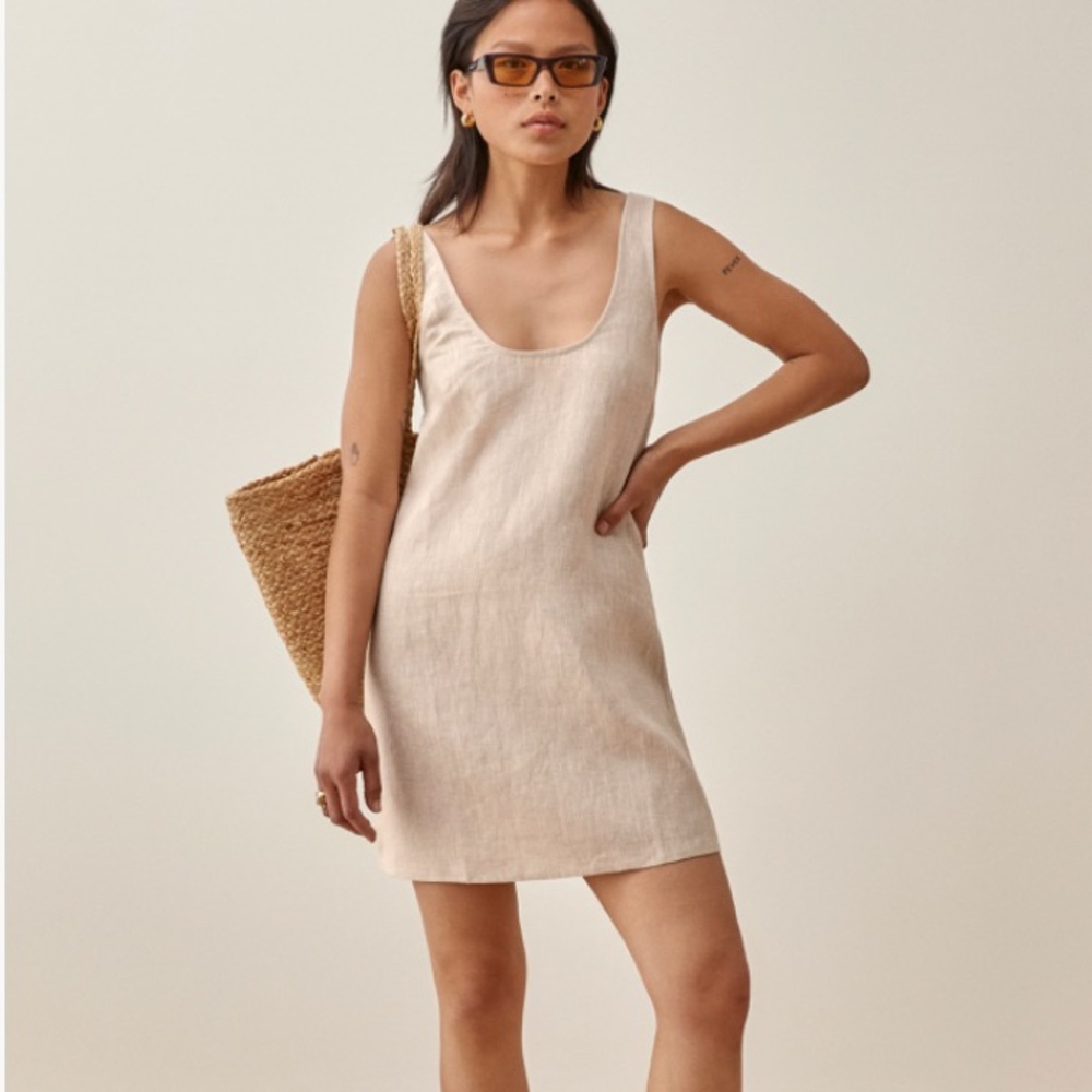 Reformation Bo Linen Mini Dress Coverup - XS- LIKE NEW
